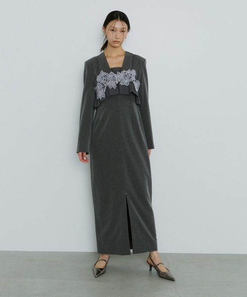 ピンストライプテーラードビスチェドレス / pinstripe tailored