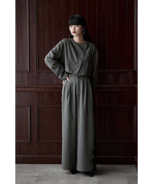 セットアップパンツドレス アシメデザインジャケット＆サイドレース