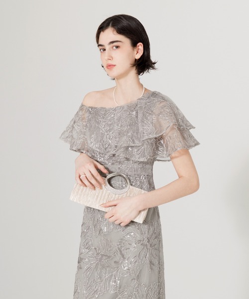 Leja オフショルダー グレー パーティードレス LEJA オフショルダー