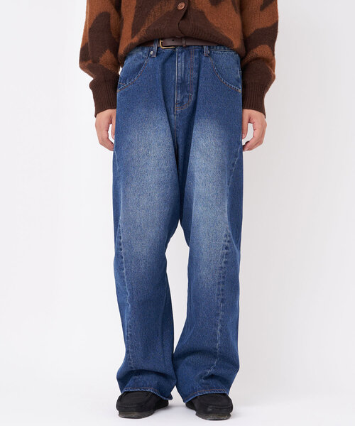 セール】【cian denim/シアンデニム】立体裁断ワイドデニム（デニム