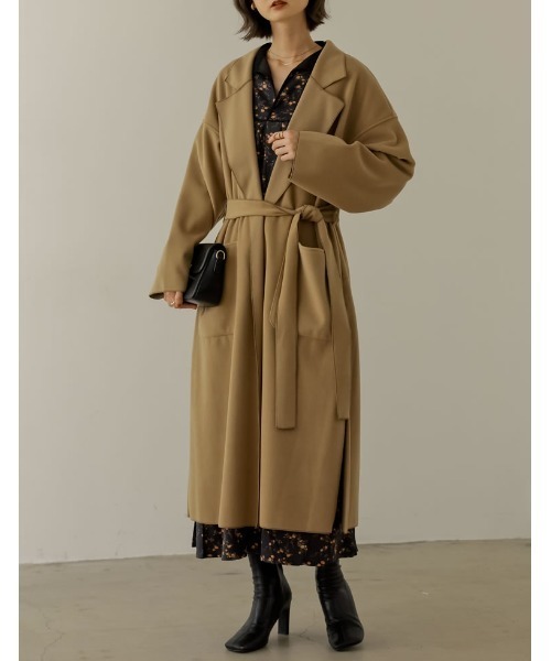 Re:EDIT（リエディ）の「ベルト付きウールライクテーラードガウン