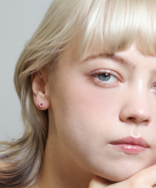 ♡[cui-cui] 天然石 オーバルピアス K10YG ローズクォーツ♡ ♡[cui