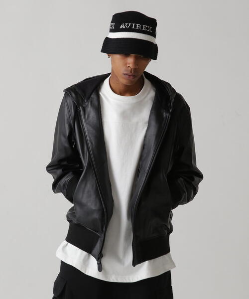 AVIREX ブラックレザー シングルライダースジャケットバイカー AVIREX