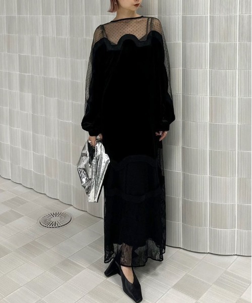 WAVE SWITCH SHEER DRESS（ドレス）｜Ameri（アメリ）のファッション