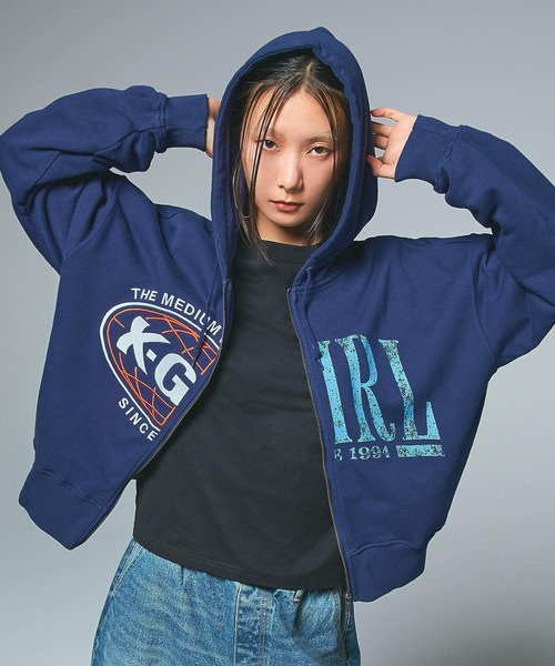 PANELED GRAPHIC ZIP UP SWEAT HOODIE（パーカー）｜X-girl（エックス