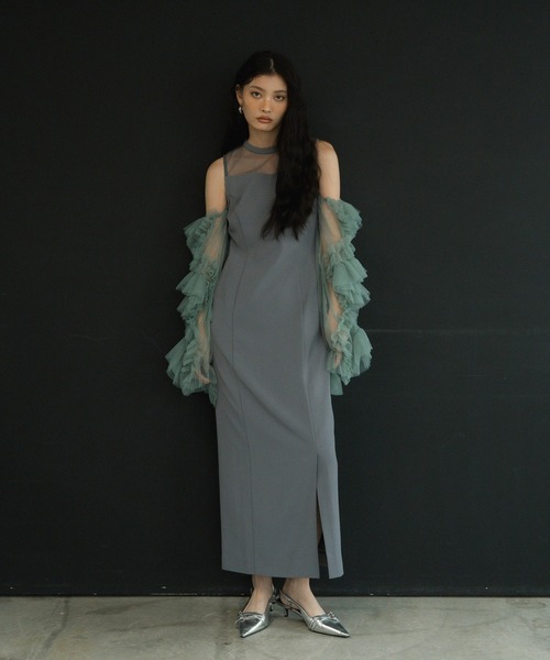 美品】ANDRESD detached sleeve dress ネイビー S