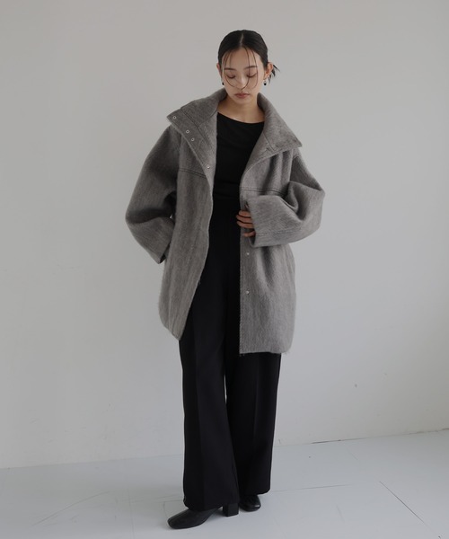 セール】シャギースタンドカラーコート（ステンカラーコート）｜hellam