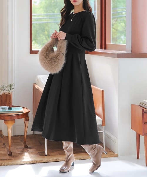 ロングスリーブウエストタックワンピース（ワンピース）｜KOBE LETTUCE