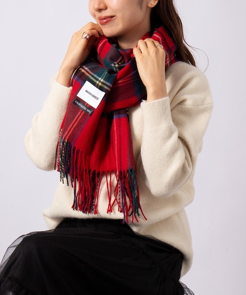 セール】【SETUP7】大判ピュアカシミア100% チェック マフラー 大判