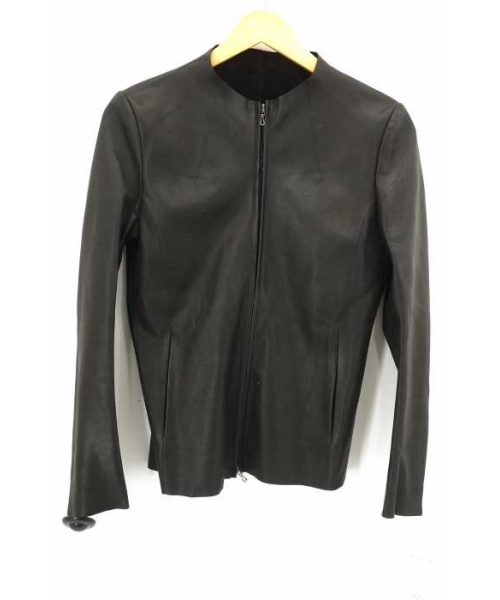 ブランド古着】ノーカラーレザーシングルライダースジャケット