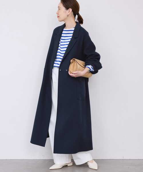 souple wool ダブルフェイスロングコート（チェスターコート）｜SLOBE