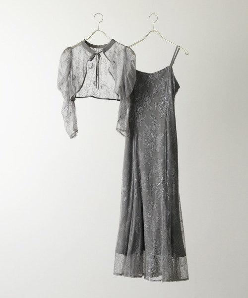 3way レースボレロセット フレア パーティー ドレス 2点 セット 結婚式