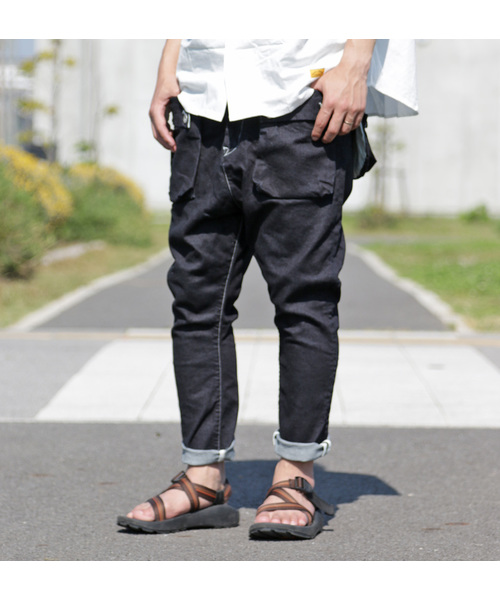 ネイタルデザイン】G55サルエルフラップデニムパンツ(ワンウォッシュ