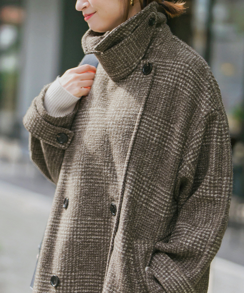 チャッピ♡ Spick & Span Wスライバーチェックハーフコート Spick