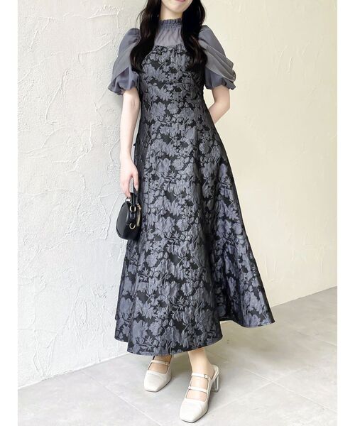 セール】シアーベールジャガードワンピース（ドレス）｜dazzlin