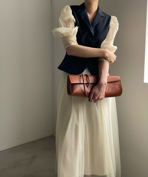 セール】PEPLUM LINE CHIFFON SKIRT SET DRESS（ワンピース）｜Ameri