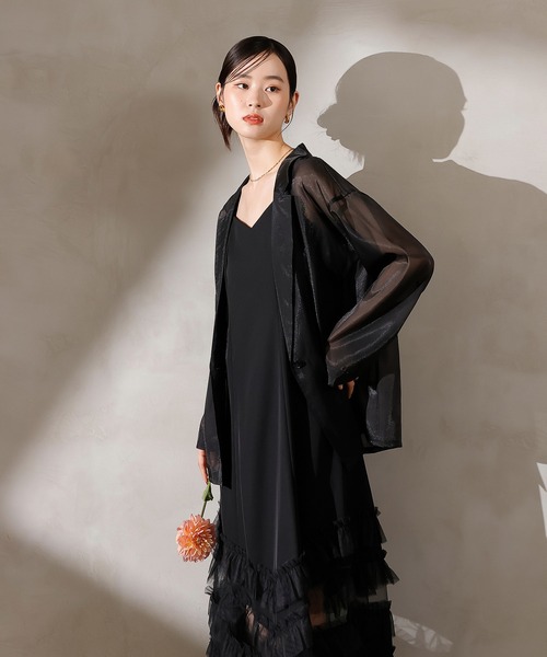 裾フリルキャミワンピース シアージャケット 2点セット ドレス 裾