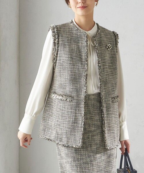 スラブ ツイード ロング ジレ（セレモニー対応可）（ベスト）｜SHIPS