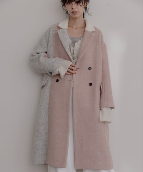 ミックスシャギー配色ロングコート Eimee Law│Eimee Law & LHELBIE