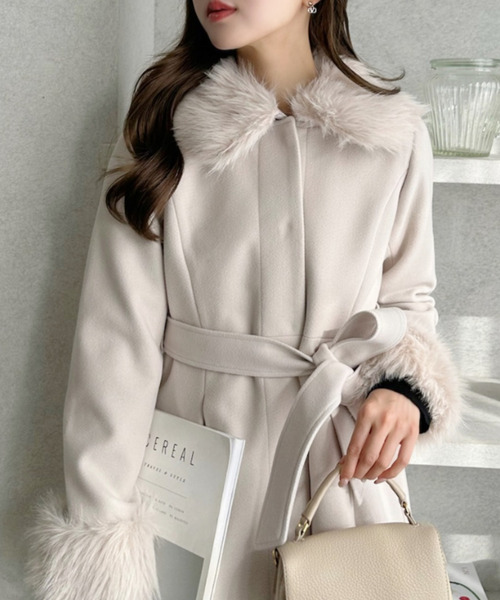 セール】ウエストリボン 取り外し可能 フェイクファー デザイン ミドル