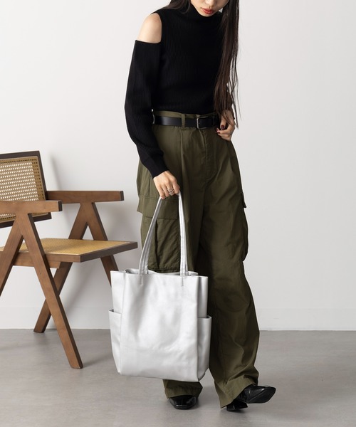 セール】【SETUP7】A4収納可能 PUレザー仕切りトートバッグ SNBD