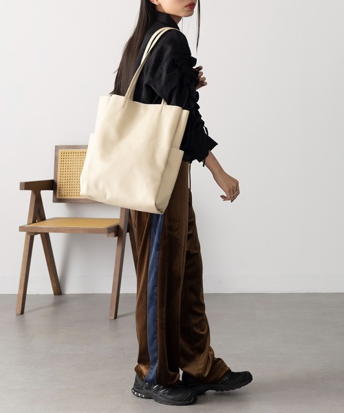 セール】【SETUP7】A4収納可能 PUレザー仕切りトートバッグ SNBD