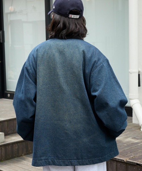 retock's】ロゴピスネーム 襟コーデュロイ切り替え ビッグシルエット