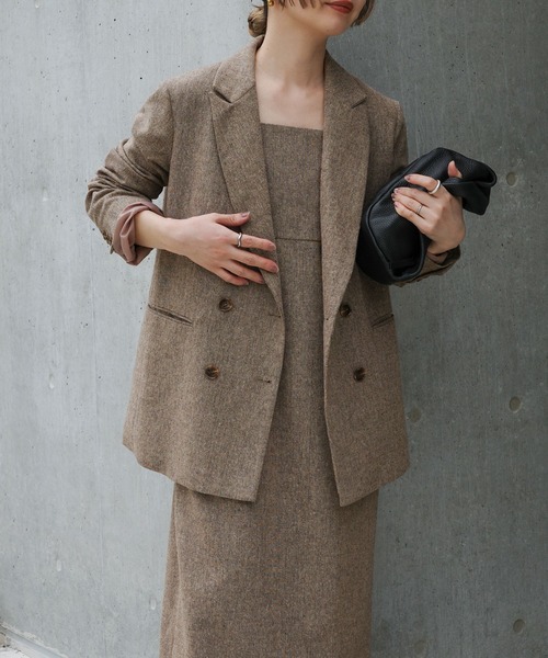 セール】ツイードダブルジャケット【セットアップ対応】（テーラード