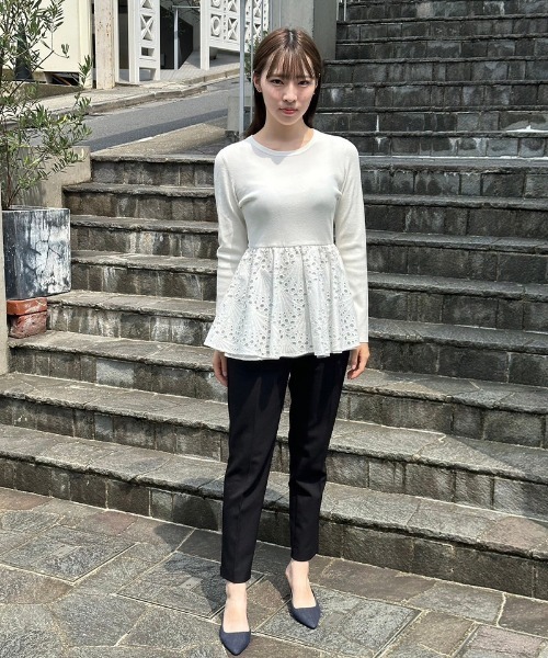 セール】レースニットペプラムトップス（ニット/セーター）｜JENNE