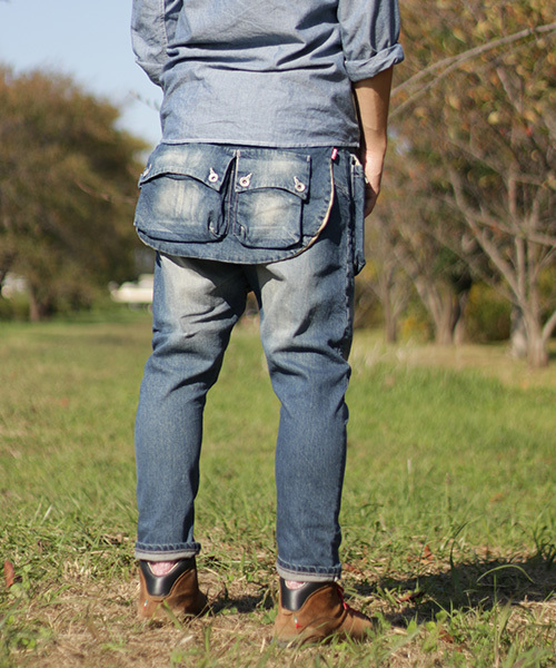 ネイタルデザイン】G55サルエルフラップデニムパンツ リアルダメージ