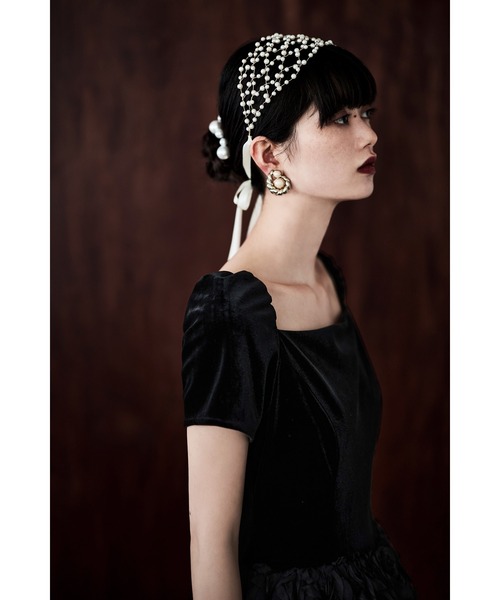 ベロアロゼットフレアドレス（ドレス）｜etoll.（エトル）の