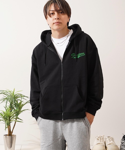 セール】フレンチブルドッグ サガラ刺繍 ジップパーカー / French