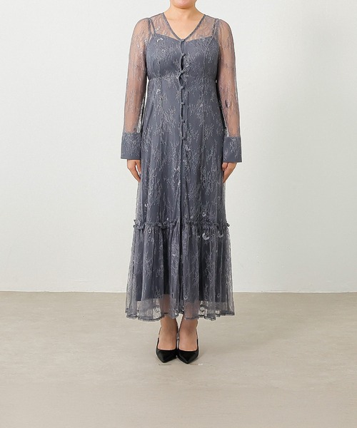 セール】総レース ティアード Aライン ワンピースドレス パーティー