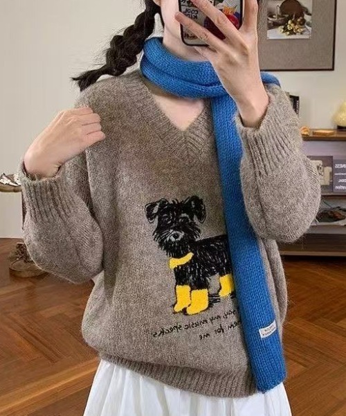 セール】犬柄ニットトップス（ニット/セーター）｜Achic（アシック）の