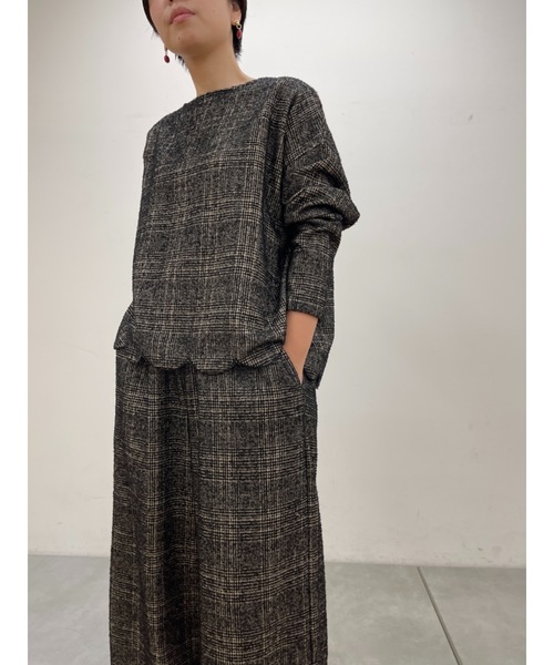 aosoaumei ビアズリー ウエストリブループチェックパンツ BEARDSLEY