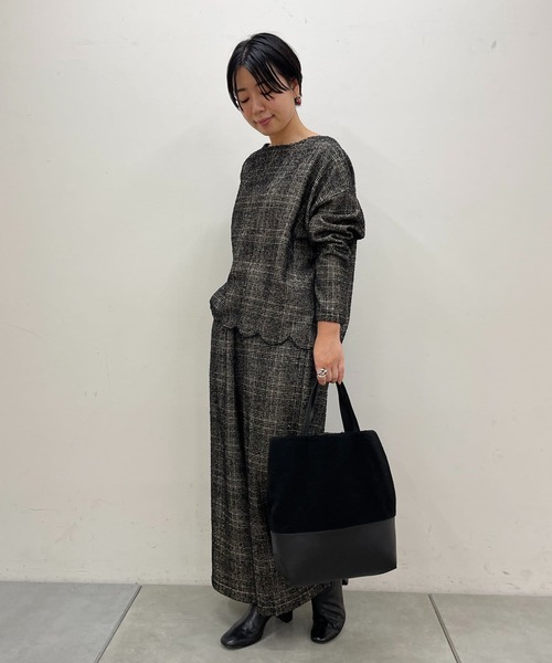 aosoaumei ビアズリー ウエストリブループチェックパンツ BEARDSLEY