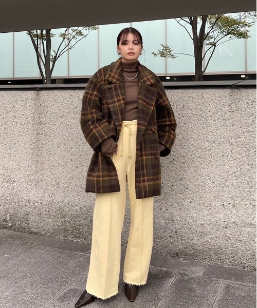 Ameri（アメリ）の「ADORABLE SHAGGY CHECK COAT（チェスターコート