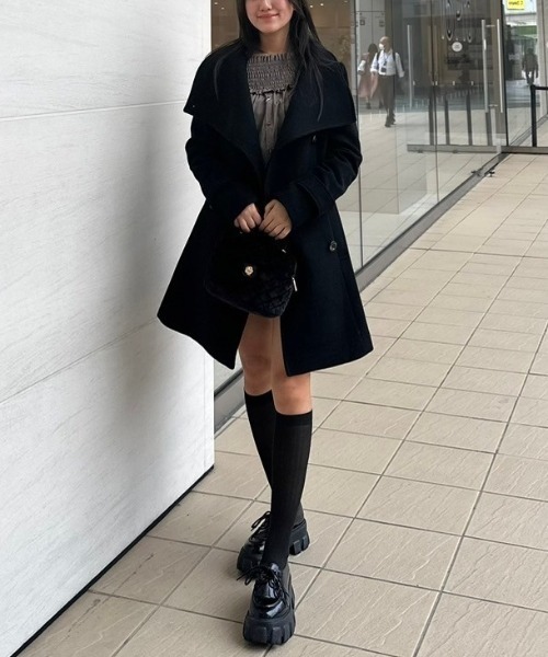 オーバーネックシンデレララインミニコート（チェスターコート