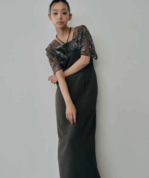 セール】【2WAY】ドロップショルダーコードレースドレス / drop