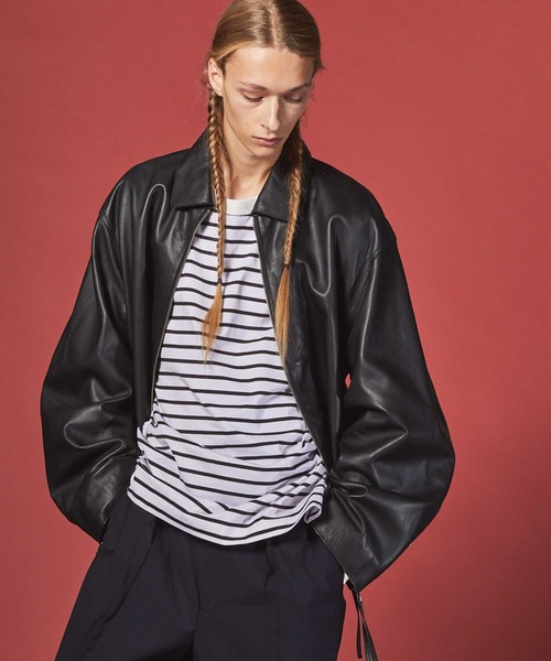 UNISEX》Lamb leather Prime-Over Single Rider Collared Jacket