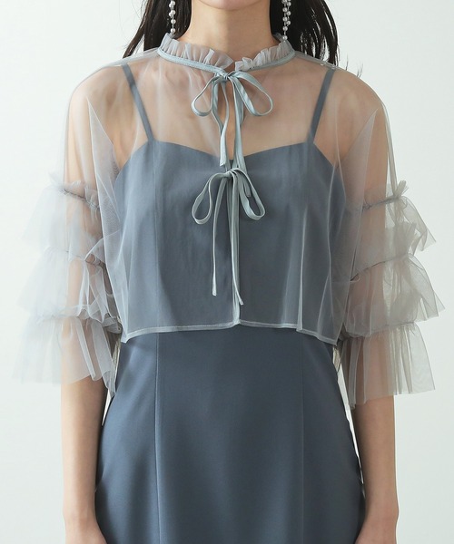 セール】【低身長用サイズあり】チュール ティアード ボレロ 3way