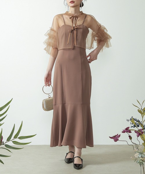 セール】【低身長用サイズあり】チュール ティアード ボレロ 3way