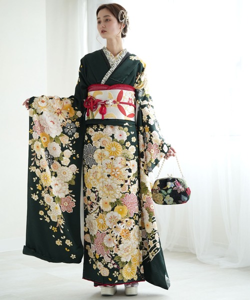 秀品 美品振袖＋袋帯 2点セット】 74－1033