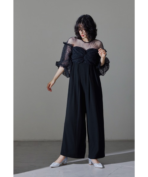 niana（ニアナ）の「フロッキードットパンツドレス オールインワン