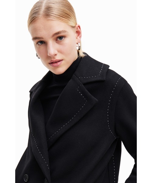 Desigual（デシグアル）の「ステッチ ウールコート（チェスターコート