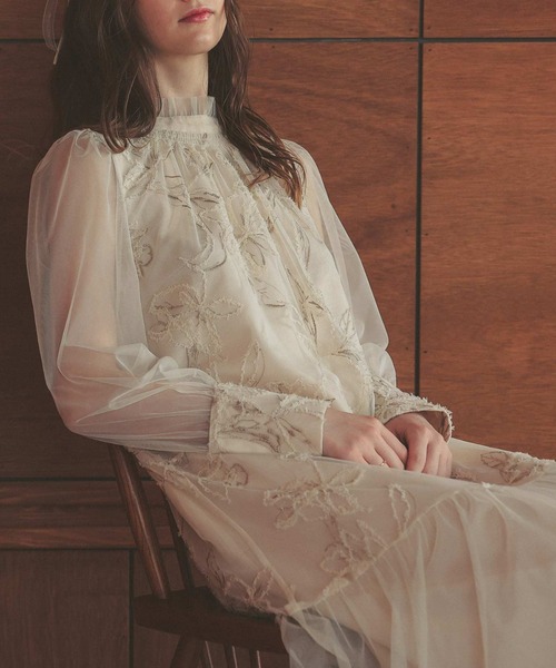 フェザーフラワーチュールドレス 結婚式お呼ばれワンピース