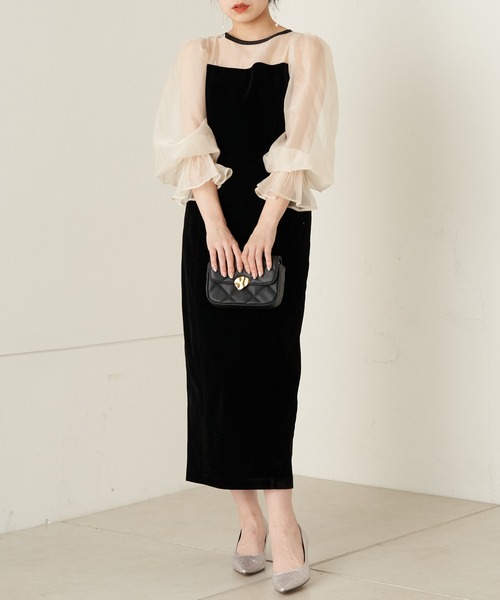 SALON by Chico限定】配色シースルータイトロングドレス chico