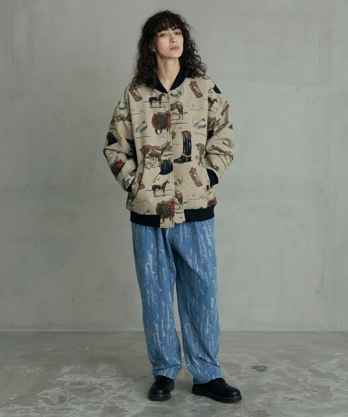 セール】Revo. ヴィンテージライク ゴブラン織り 総柄 ジップアップ