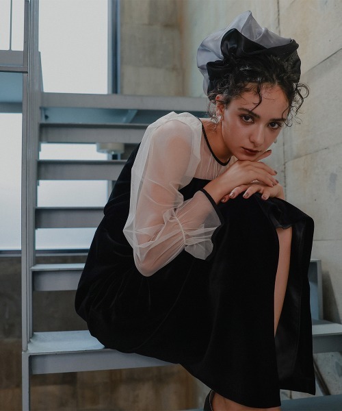 アシメデザインベロアワンピースドレス〔Callarus〕（ドレス