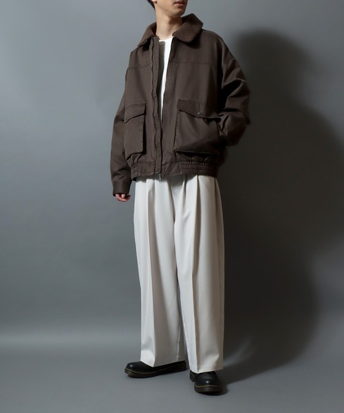 セール】Faux waxed jacket/襟ボア ワックスライク A-2タイプ